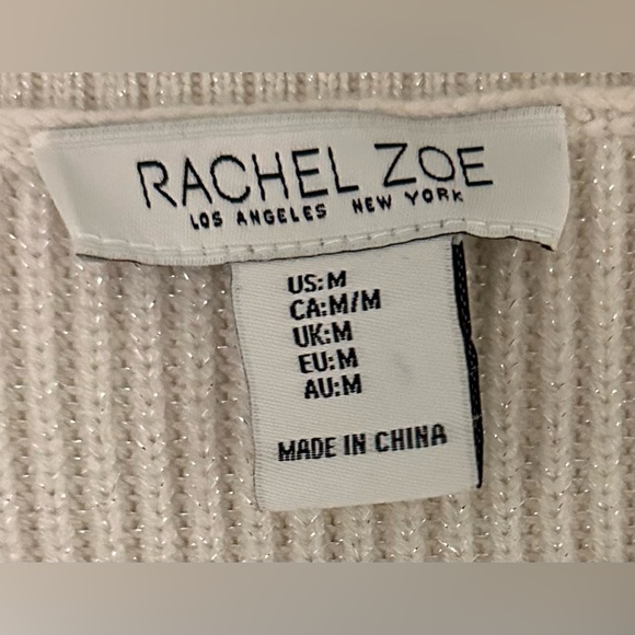 NEW RACHEL ZOE Size M Cream Satin Maxi Dress with Knit Criss Cross Sweater - Picture 2 of 13